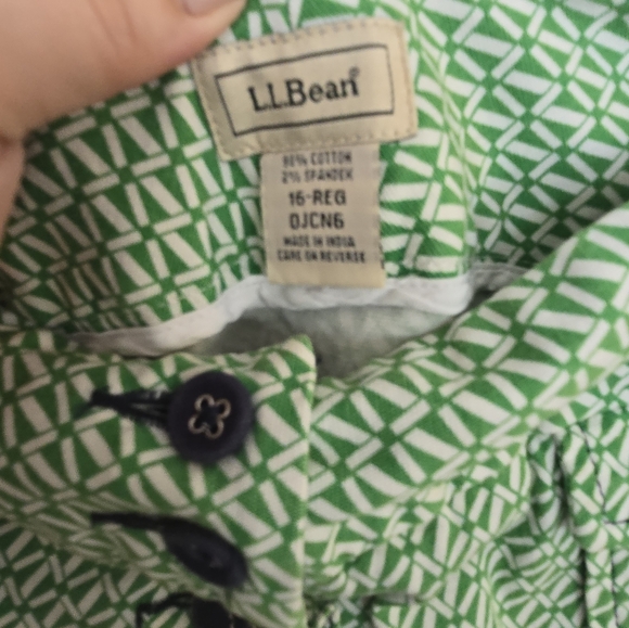 LL Bean White and Green Pattern Skirt Size 16 - Picture 5 of 6